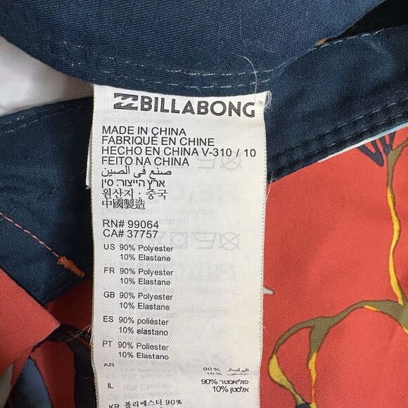 BILLABONG Men’s Red Bamboo Sundays Pro Recycler‎ Boardshort Shorts Trunks Sz 33 - Picture 7 of 10